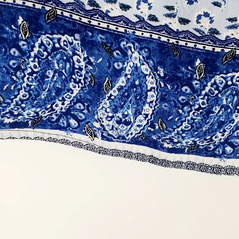 Beautees Girls Blue Sleeveless‎ Floral Paisley Summer Tank Top Size Large Rayon